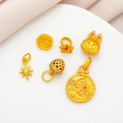 古法沙金爱心太阳花朵扣子