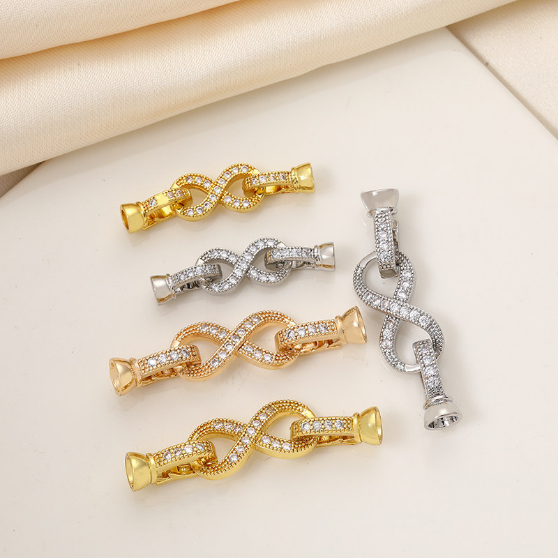 18K包金保色镶锆石微镶8字珍珠扣手工diy手链项链连接扣饰品配件,饰品/流行首饰/时尚饰品新,其他DIY饰品配件,淘宝优惠券,粉丝福利购,淘宝优惠卷