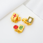 14k包金古法金红中发财白板小吊坠串珠手串编手链配饰挂件diy配件