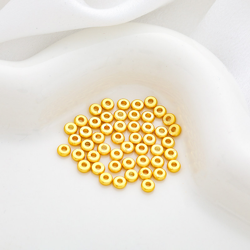 18k包金保色沙金哑光隔片平片4mm/5mm/6mm扁片珠diy饰品散珠 50颗图片