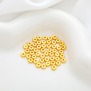 18k包金保色沙金哑光隔片平片4mm/5mm/6mm扁片珠diy饰品散珠 50颗