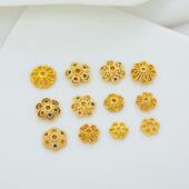 古法金哑金保色镶锆石花托珠帽珠托diy手链项链手串珠首饰品配件