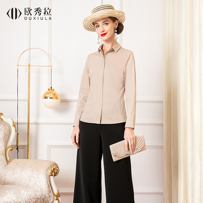 2021秋季新款中老年夏装锦棉衬衫女气质中年妈妈装长袖上衣打底衫