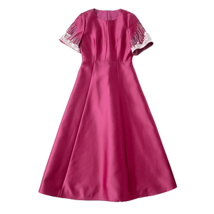 晚礼服女宴会气质2023春秋洋气妈妈装喜婆婆婚庆敬酒服连衣裙