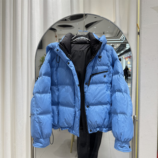 韩版 时尚 2025冬季 宽松50白鸭绒连帽面包服短款 外套 新款 羽绒服女款