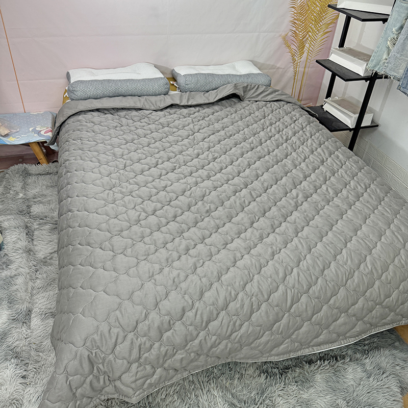 纯色成人学生夹棉床笠被套全棉