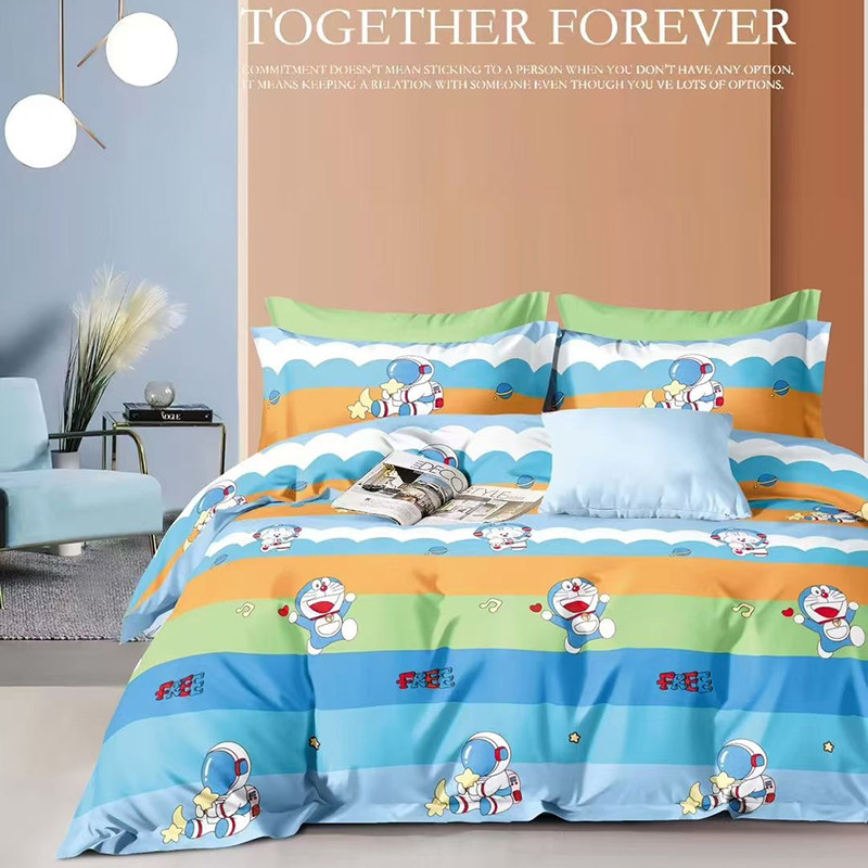 叮当猫纯棉卡通床上四件套1.8M儿童男孩全棉床笠宿舍上下铺