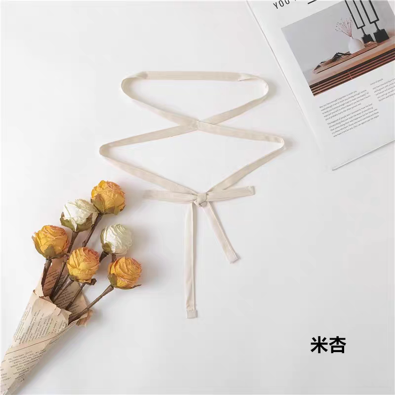 细窄棉麻绑带蝴蝶结连衣裙长布条简约配饰收腰腰带黑色装饰配件