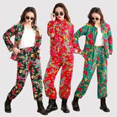 生日聚会年会搞笑演出服民族服装 东北大花布衣服闺蜜装 伴娘服套装