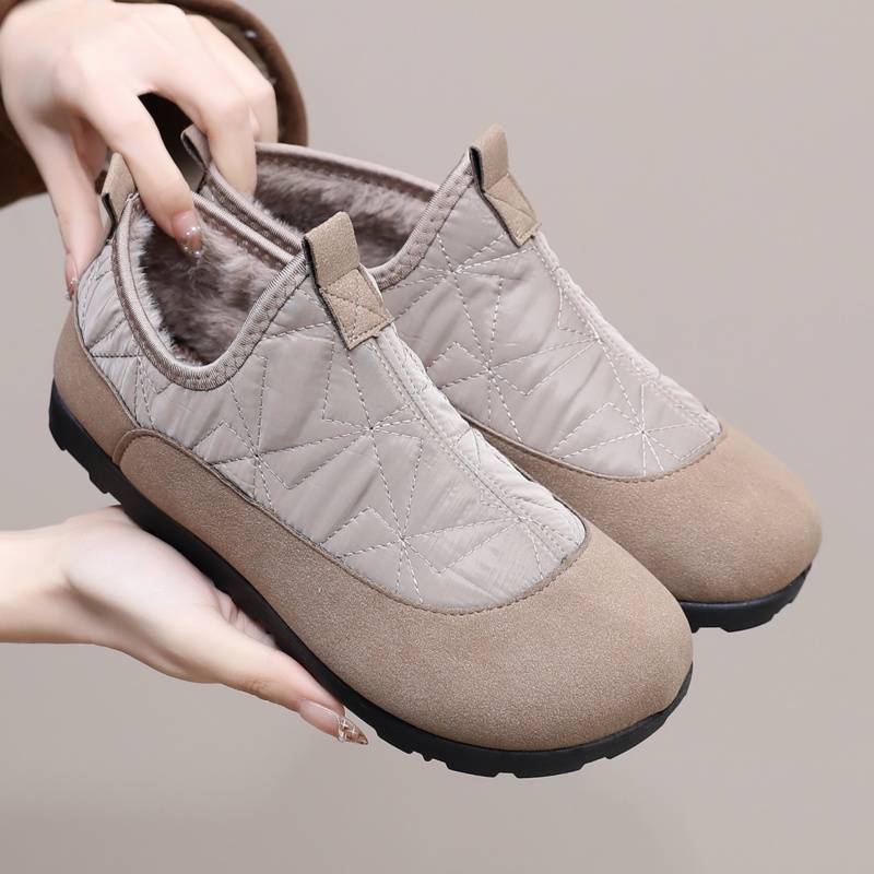 老北京布鞋女棉鞋冬季一脚蹬妈妈鞋子软底时尚雪地靴防滑百搭短靴