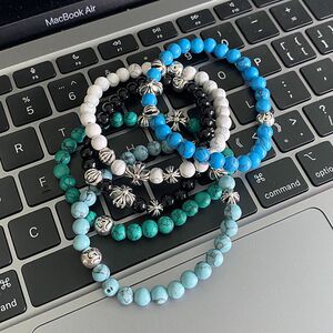 做旧手串手链十字花串珠情侣平安转运手串天然石手绳