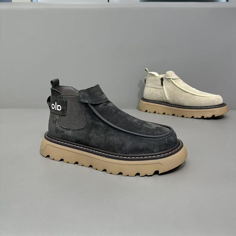 男鞋秋冬季高帮一脚蹬磨砂皮潮鞋