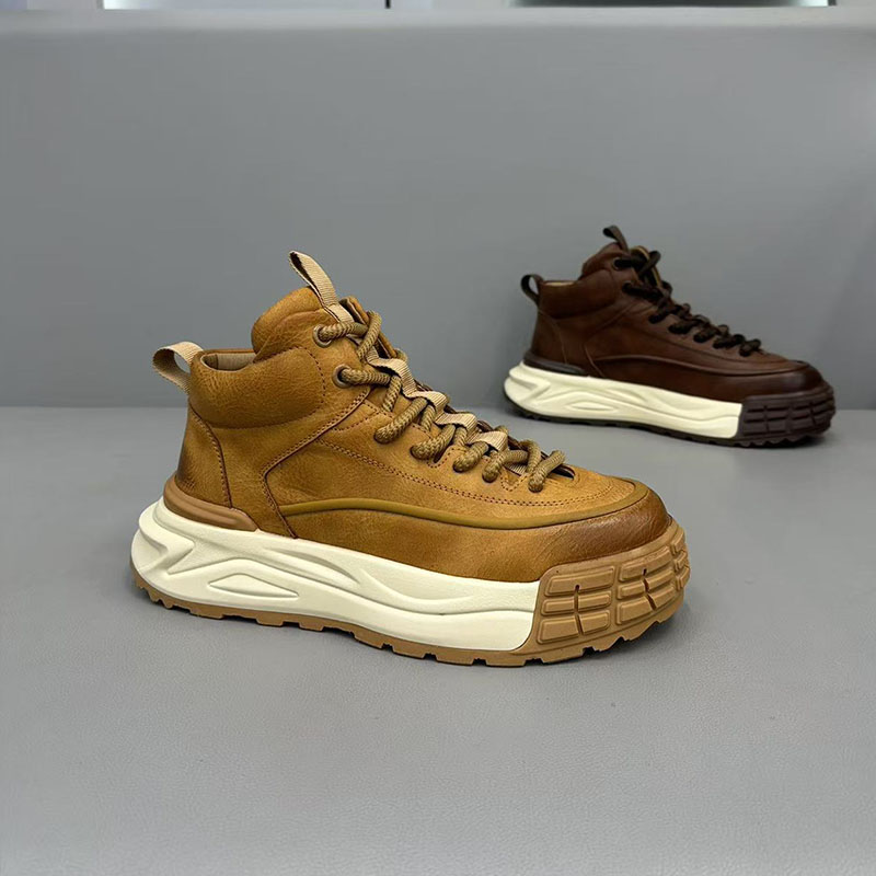 男鞋秋冬季潮牌新款厚底加绒板鞋