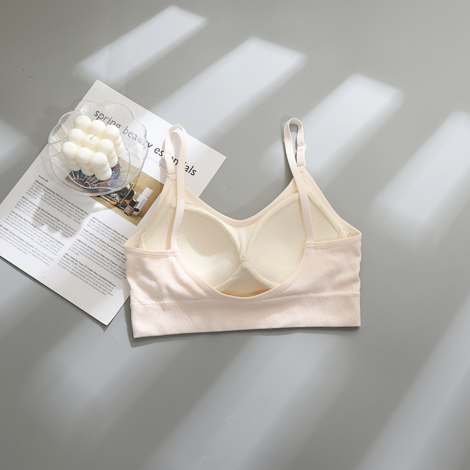 纯色背心女童防走光夏季薄款固定罩杯运动风外穿大学生少女文