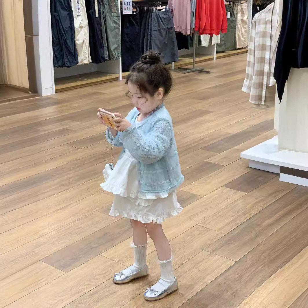 韩版童装2025新款春夏女童小香风外套洋气吊带背心蛋糕裙两件套