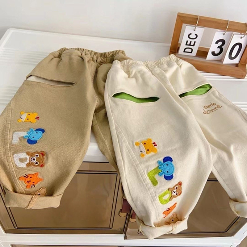 2025春季童装儿童长裤新款卡通miki刺绣韩国小孩裤子男女宝休闲裤