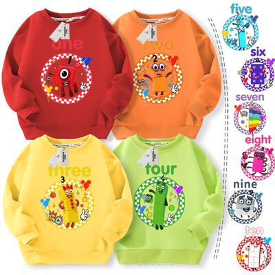 数字积木Numberblocks衣服男童长袖加绒卫衣卡通儿童上衣潮秋冬款