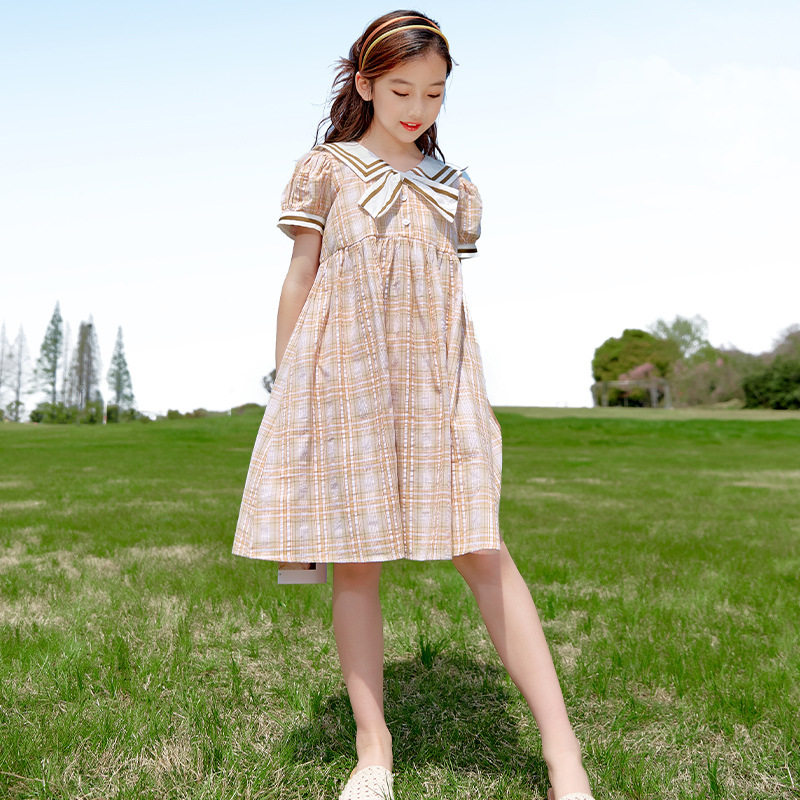 女童连衣裙2025夏季新款初高中生学院风jk裙子少女棉布裙子童装
