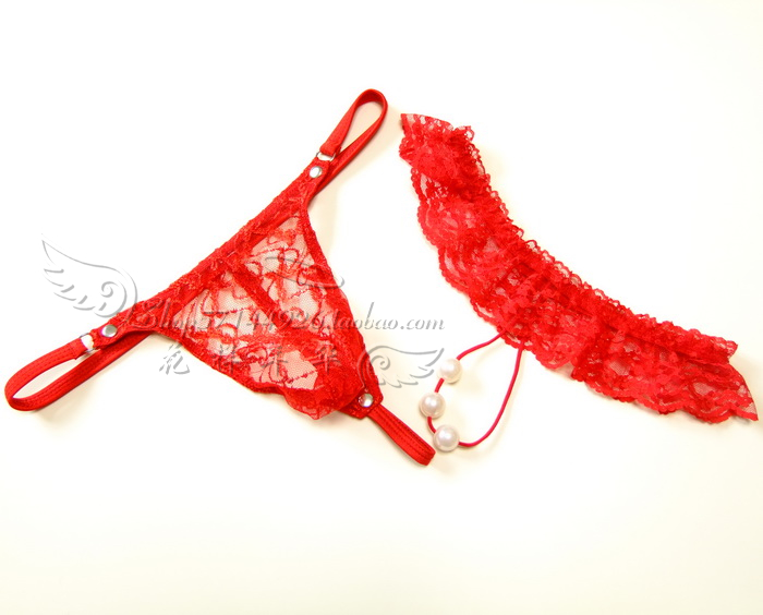 情人节礼物透明低腰珍珠丁字裤