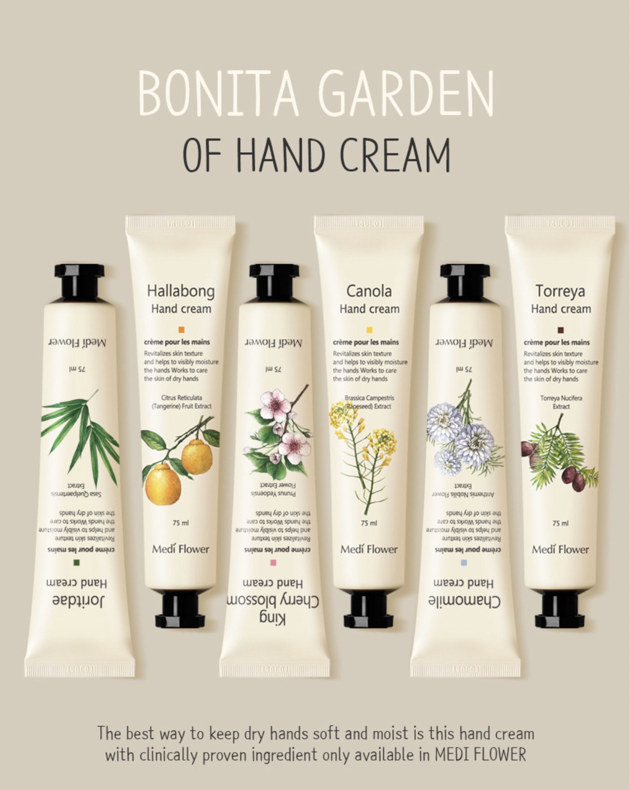 济州岛medi flower博尼塔花园护手霜乳木果滋润清爽保湿防裂 75ml