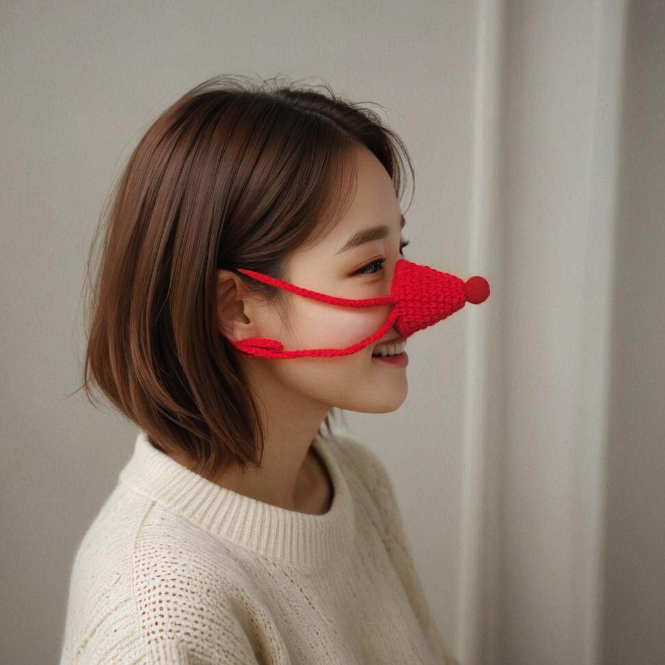 国外大火鼻子保暖神器卡通图案毛线编织可爱个性防风寒过敏护鼻罩