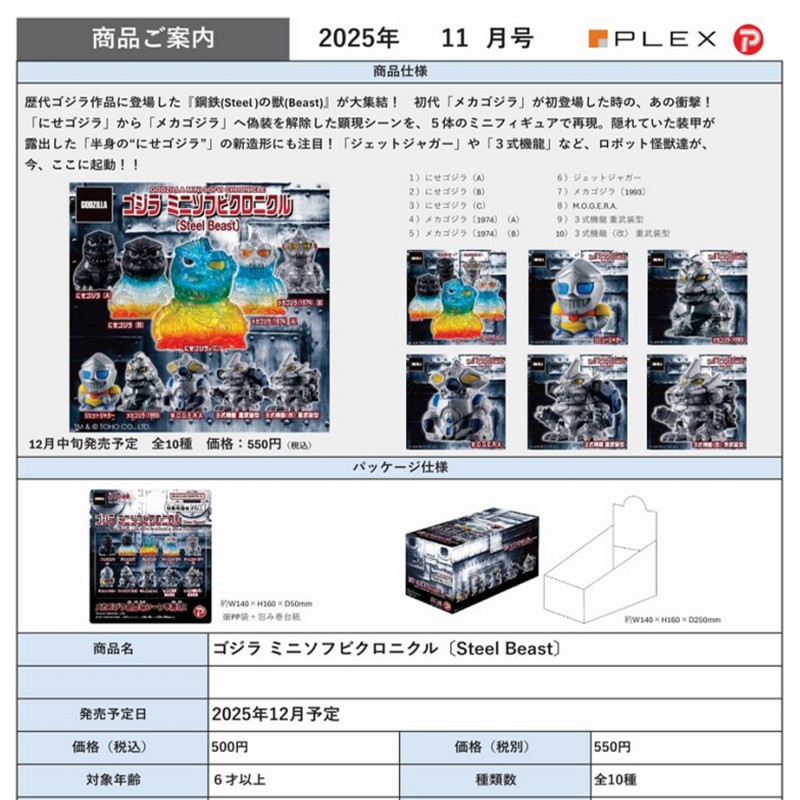 哥斯拉系列迷你软胶手办钢铁野兽