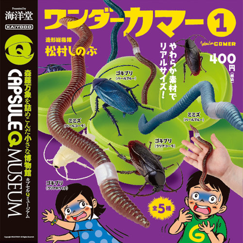[现货]Kaiyodo海洋堂扭蛋 森罗万象仿真昆虫 vol.1蚯蚓与蟑螂摆件