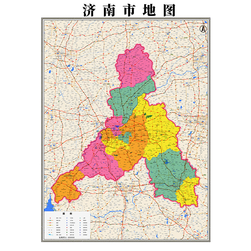 新款竖版济南市区划地图办公室挂画高清大尺寸可定制电子版城区图,家居饰品,现代装饰画,淘宝优惠券,粉丝福利购,淘宝优惠卷