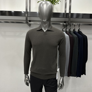 翻领半拉链POLO套头蚕丝绵羊毛混纺精仿羊毛衫 针织衫 6色 男士 新款