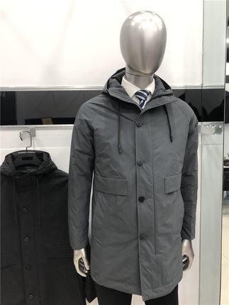 品牌专柜款 男士羽绒服中长款风衣时尚休闲外套修身微弹白鸭绒2色