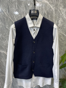 休闲6纯色 V领商务抗起球羊毛时尚 品牌专柜男士 毛背心西服马甲开衫