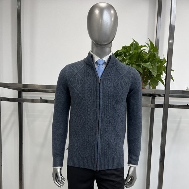 新款 男士开衫拉链立领针织衫毛衫羊毛微厚高弹时尚休闲合体版4色