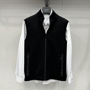 加厚针织弹力面料免烫商务休闲2色 立领拉链羽绒马甲外套 新款 男士