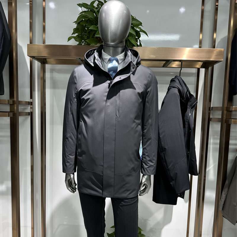 双充绒羽绒内胆连袖脱卸男士外套