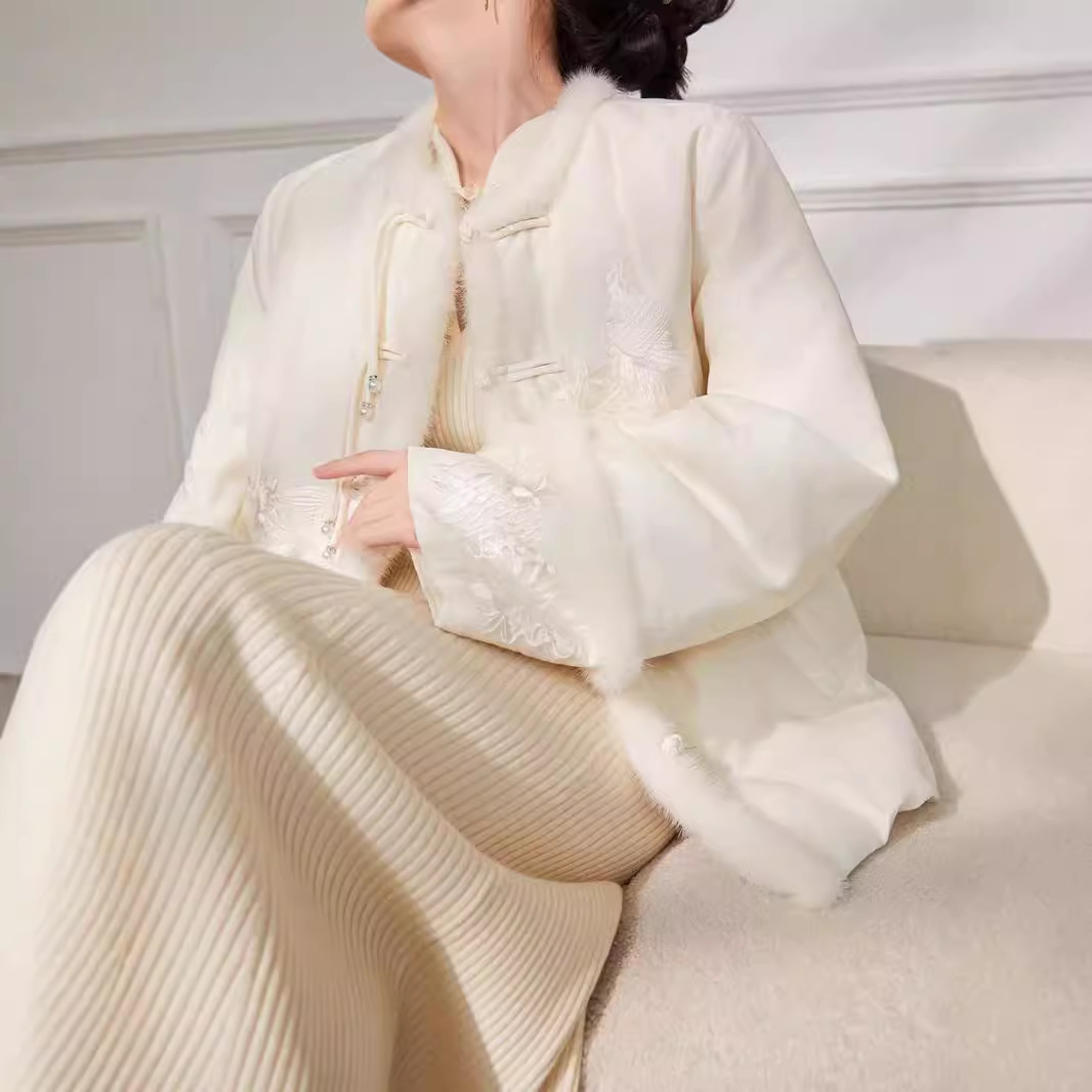 老钱风高级感超好看新中式国风复古盘扣紫色棉衣棉袄外套女秋冬装