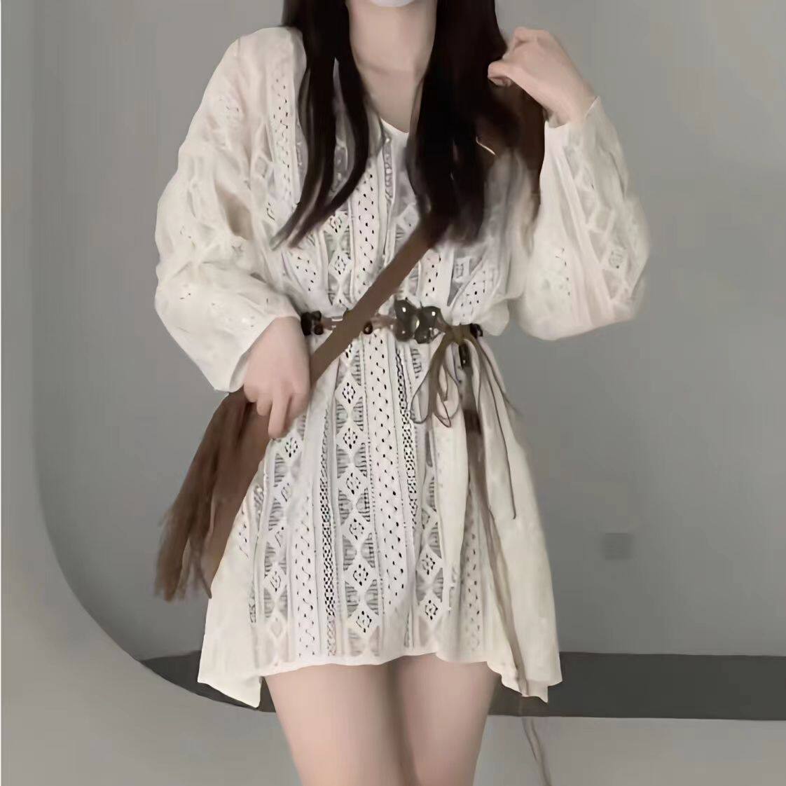 新中式蝴蝶项链复古小众古风禅意陶瓷饰品波西米亚民族风腰带长款