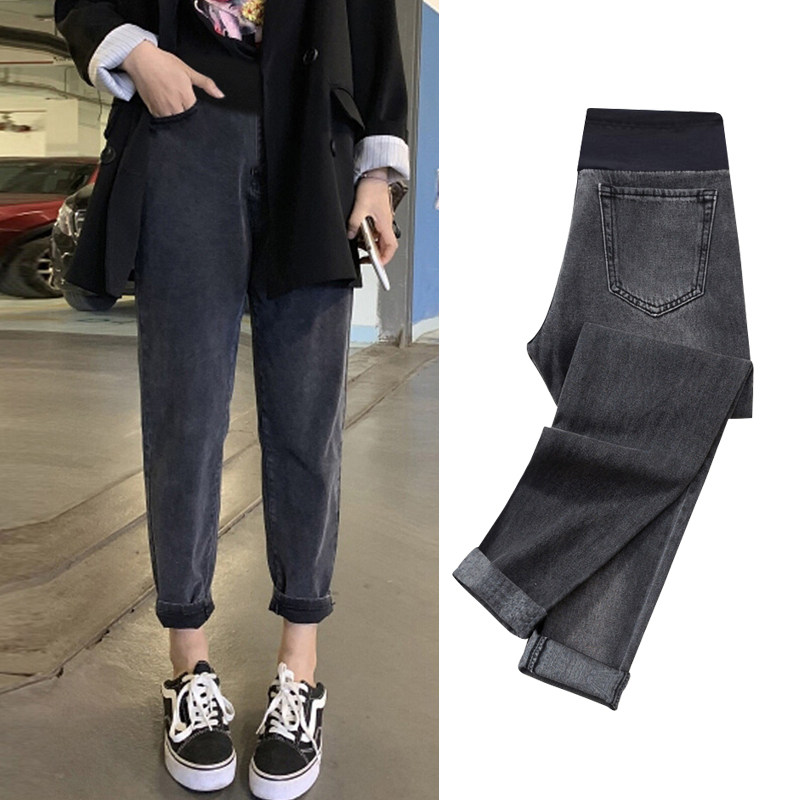 孕妇裤牛仔裤子外穿春秋款老爹裤加绒时尚宽松潮妈秋季长裤秋冬装