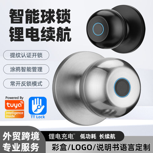 球形指纹锁通通涂鸦智能门锁