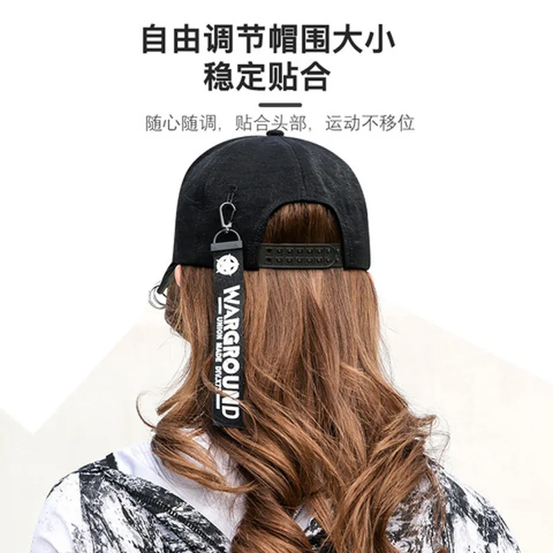 昱达帽子休闲街头挂带鸭舌帽棒球帽韩版时尚长带铁环