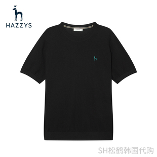 韩国HAZZYS哈吉斯男装2024新款春夏季款时尚休闲圆领短袖针织衫衣