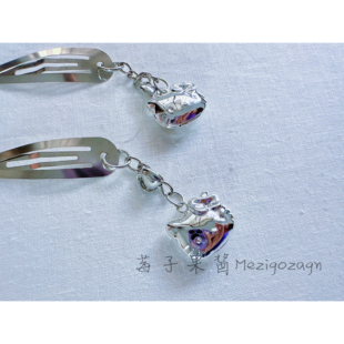 新款hellokitty猫金属可爱ins网红银色BB侧边吊坠发夹刘海发饰