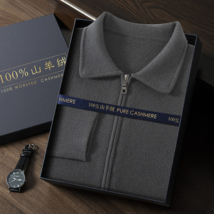 秋冬经典男士100纯山羊绒羊毛衫行政夹克拉链开衫lp同款高端卫衣