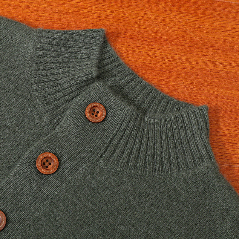 男士100%纯山羊绒羊毛衫半高领纽扣毛衣中年秋冬季舒适保暖针织衫,男装,羊绒套衫,淘宝优惠券,粉丝福利购,淘宝优惠卷