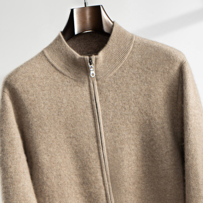 重磅加厚空气层男士拉链开衫外套秋冬山羊绒针织半高领毛衣羊毛衫,男装,羊绒开衫,淘宝优惠券,粉丝福利购,淘宝优惠卷