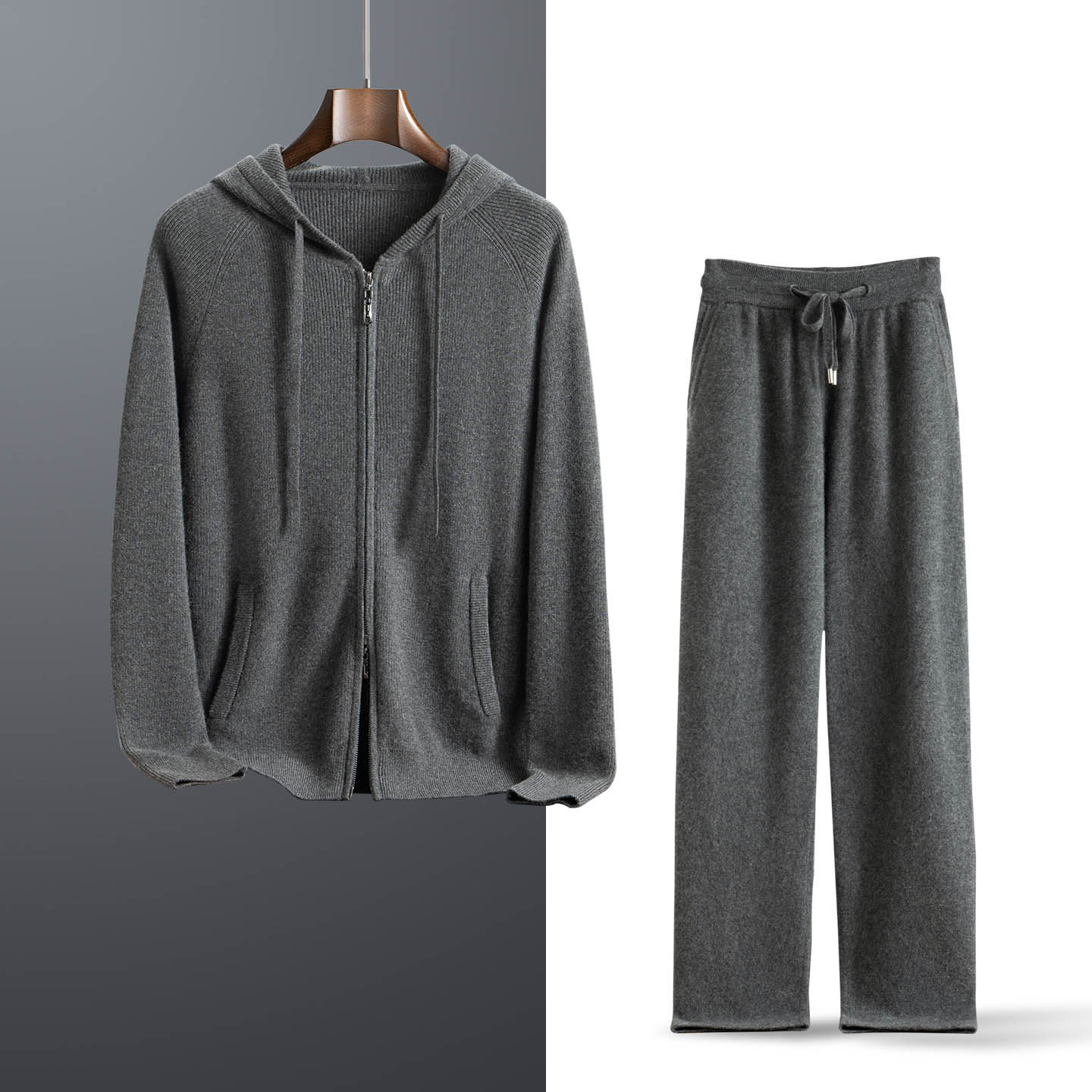 100%纯山羊绒套装男士连帽衫带兜拉链外套针织开衫外套长裤羊绒裤,男装,其他套装,淘宝优惠券,粉丝福利购,淘宝优惠卷