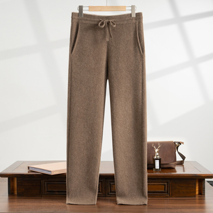 保暖重磅加厚四平裤 冬季 针织外穿裤 裤 100%纯山羊绒裤 子直筒裤 男裤