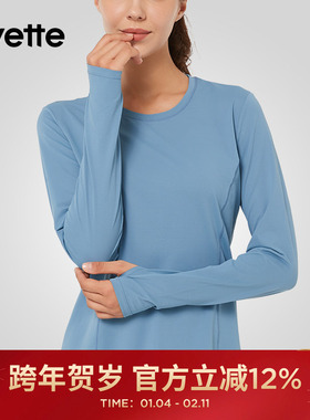 Yvette|薏凡特  网纱透气长袖T恤女吸湿排汗上衣简约E120386A03AS