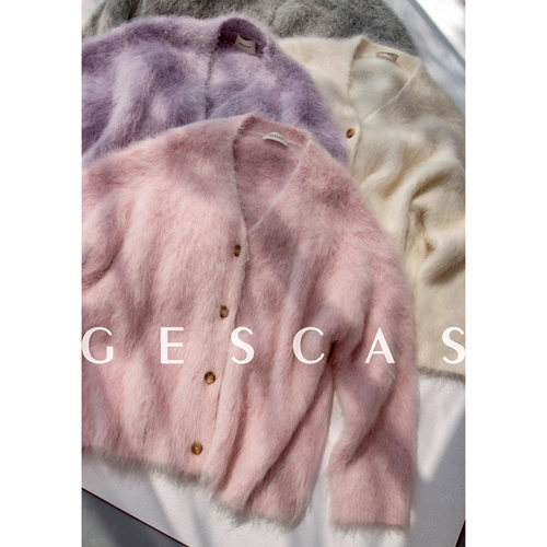 GESCAS 秋冬宽松外套慵懒毛衣羊驼毛毛衣拉绒长毛衣开衫针织衫女