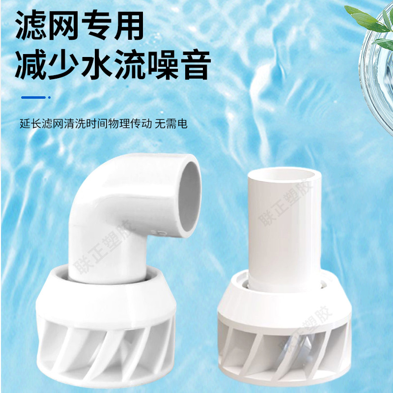 鱼缸筛网过滤出水口螺旋式缓流器周转箱下水口过滤筛自动旋转防堵