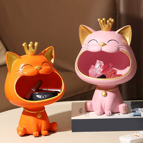 可爱皇冠猫收纳小摆件